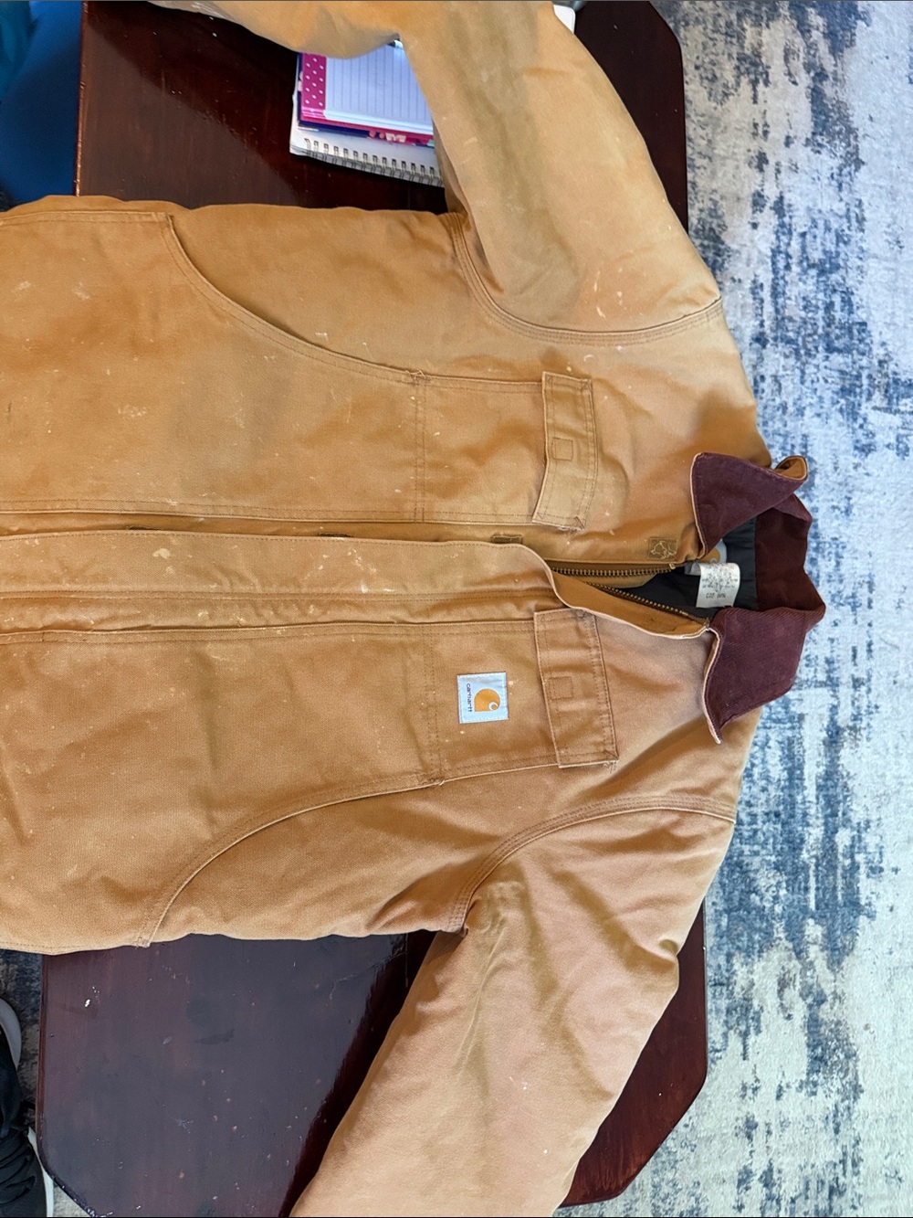 Carhartt Brown Duck Canvas Jacket with Dark Brown Corduroy Collar